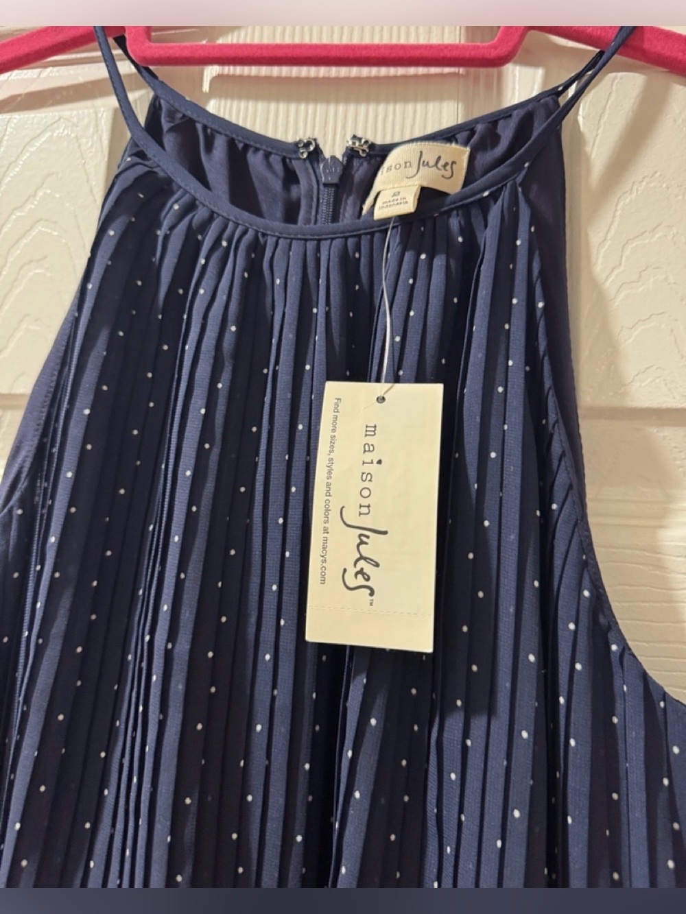 NWT Maison Jules Navy Polka-Dot Halter Wide-Leg Jumpsuit